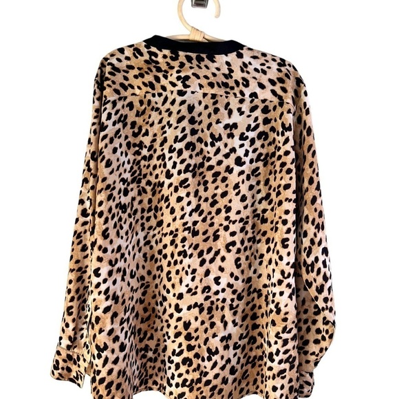 Calvin Klein Leopard Animal Print Split Neck Zipper Tunic Top Womens Size 3X - Picture 10 of 16